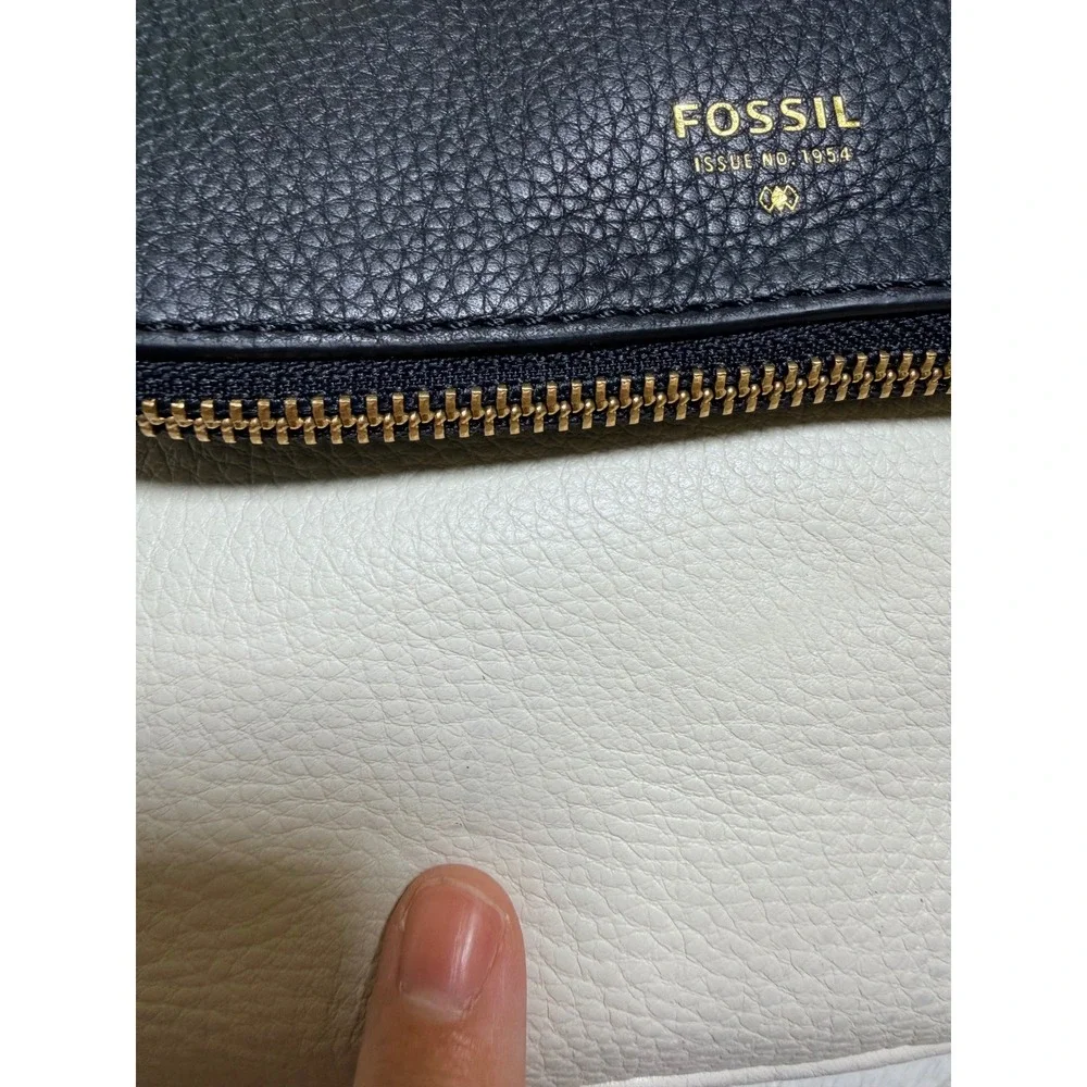 Fossil Preston Crossbody Flap Bag Bone Black Leather ZB5941105